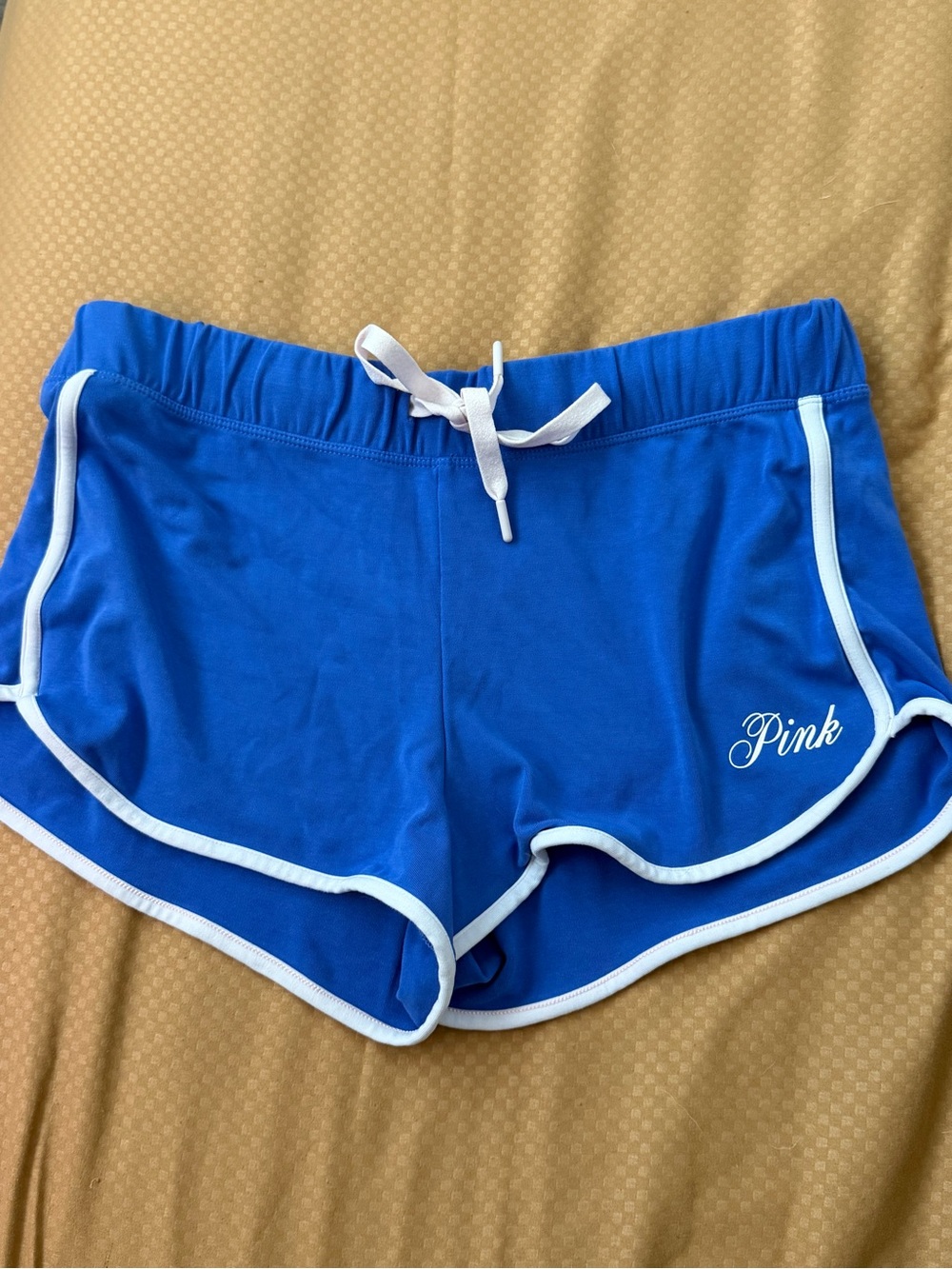 PINK Victoria's Secret Blue Athletic Lounge Shorts with White Trim